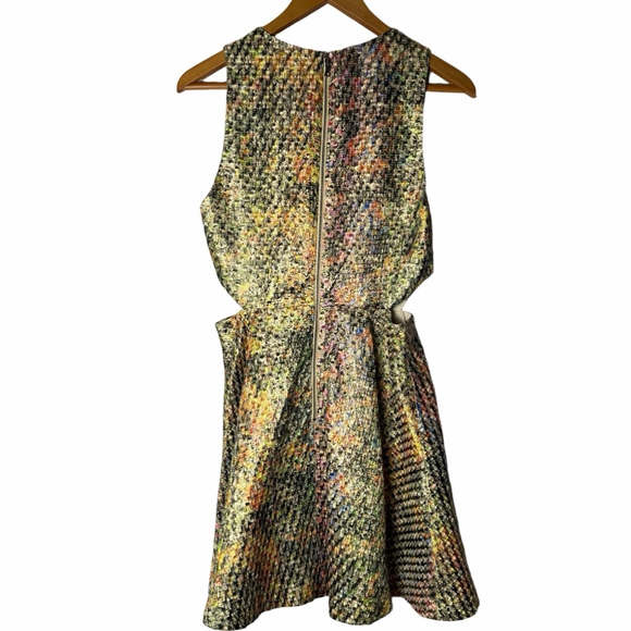 Alice + Olivia Varita Fit & Flare Metallic Dress Side CutOut Size 8 - Picture 8 of 13